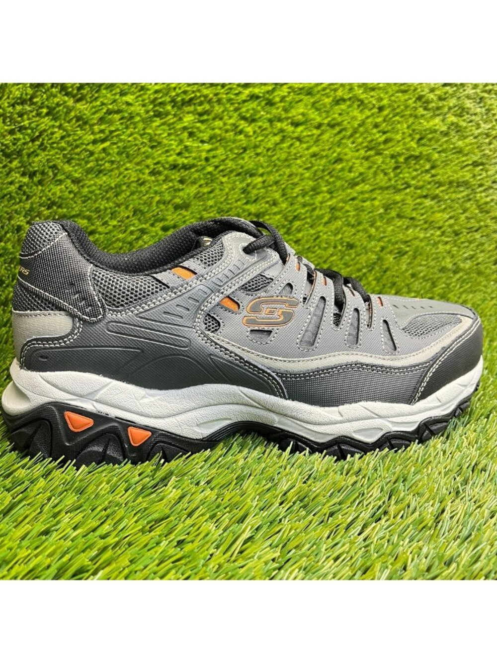 Skechers After Burn Memory Fit Mens Size 8.5 3E Gray Black Running Shoes Sneaker